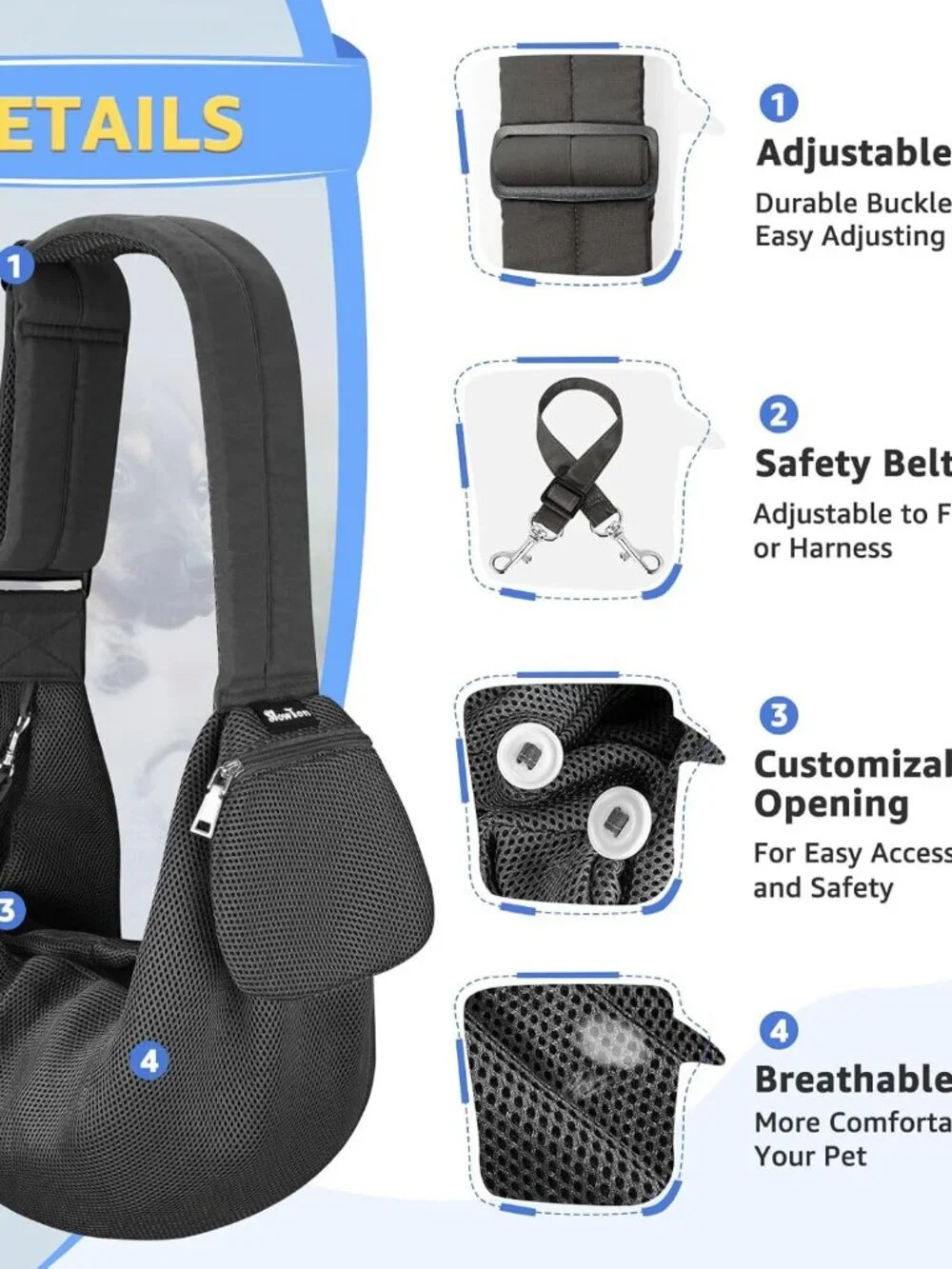 ✨ Like New ✨ SlowTon Pet Carrier Sling – Padded Adjustable Strap Dog/Cat Bag